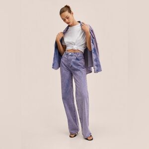 MANGO Wide Leg Denim in Pink acid wash NWT